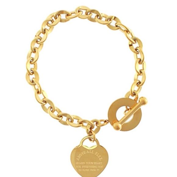 Gold Chain Bracelet with Heart Charm
b - Picture 1 of 1
